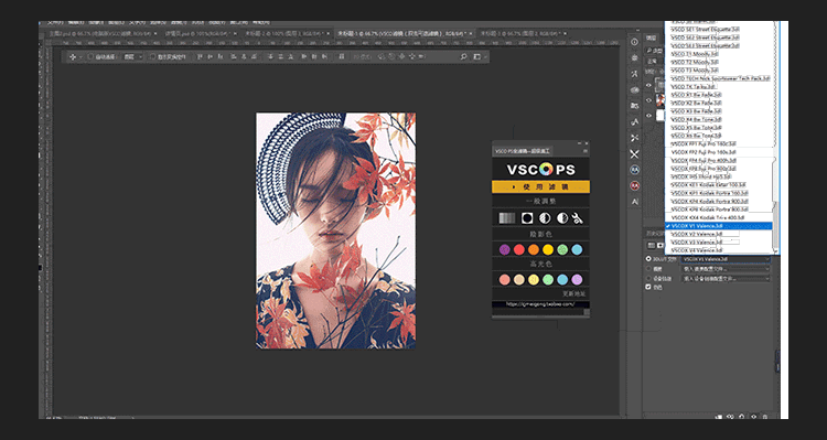 PS 扩展面板VSCOcam 全滤镜 文艺小清新一键调色PS插件