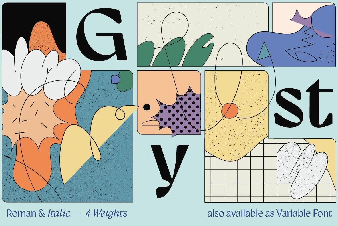 Gyst字体无衬线独特斜体衬线英文字体