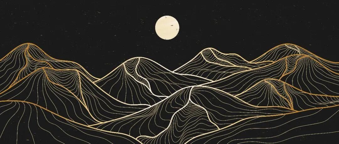 日落风景油画插画背景矢量素材
