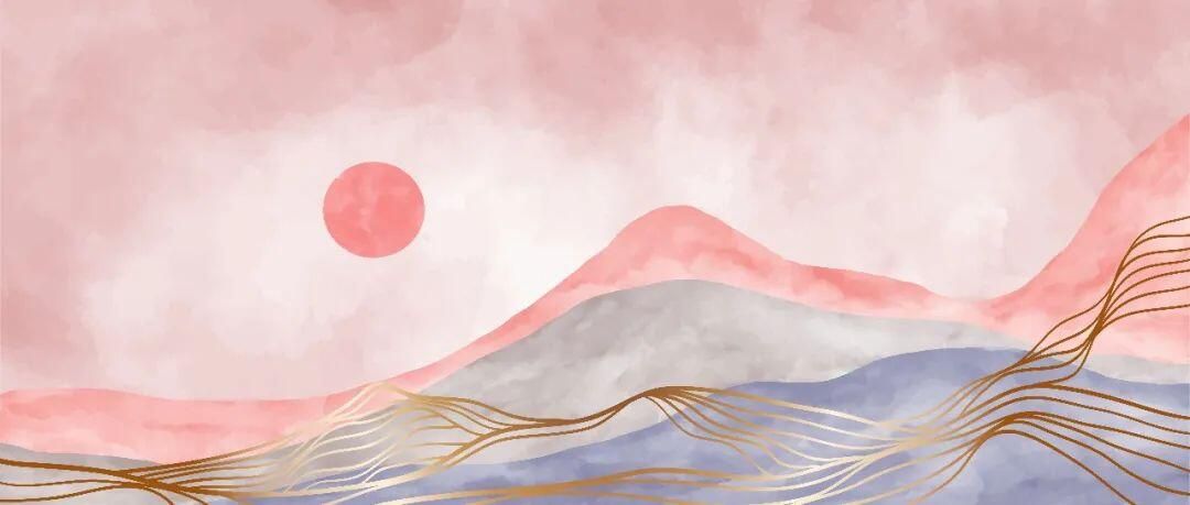 日落风景油画插画背景矢量素材