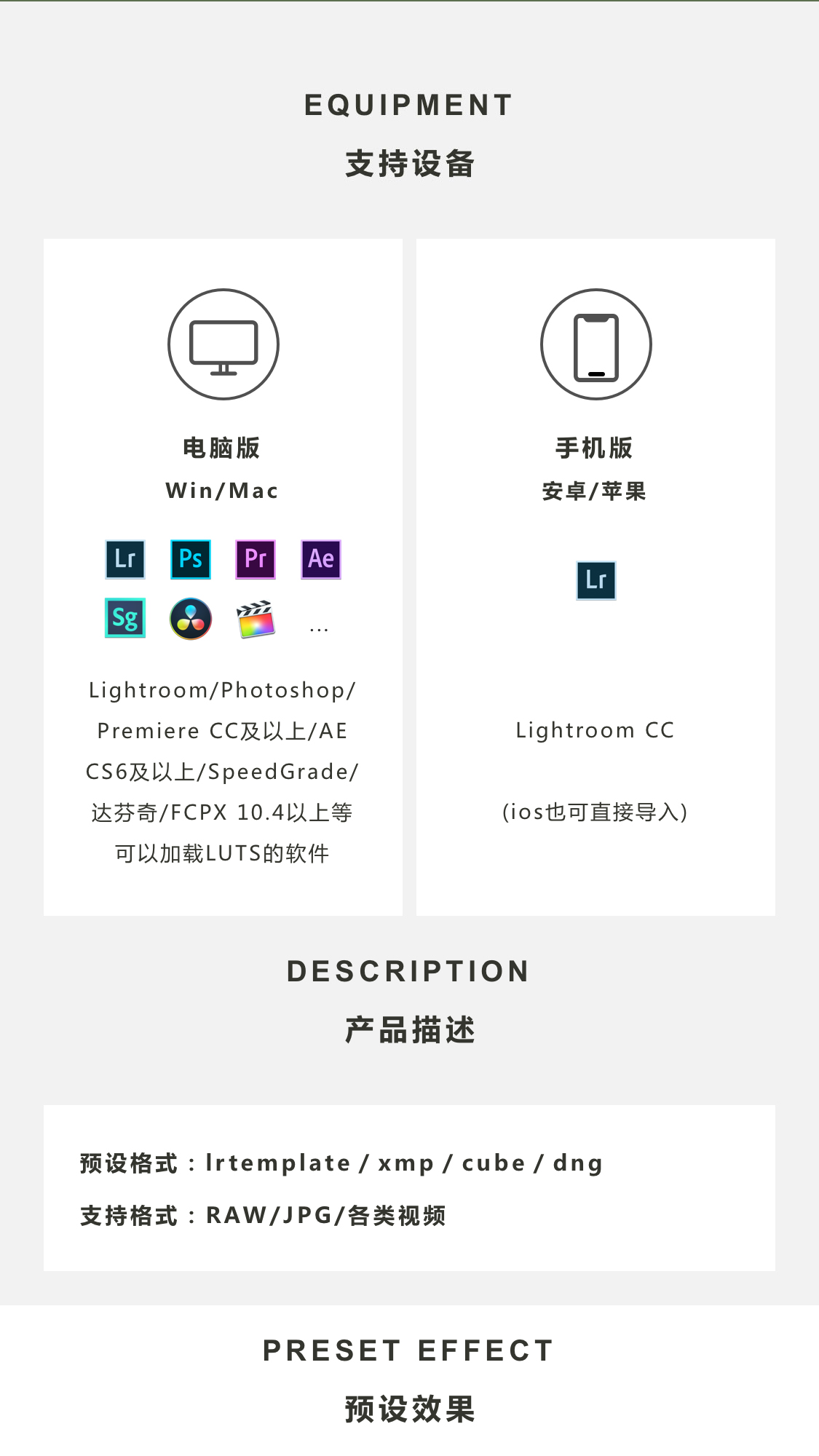 莫兰迪灰暗调青橙色 手机电脑LR/PS预设旅拍人像森系Pr滤镜LUT