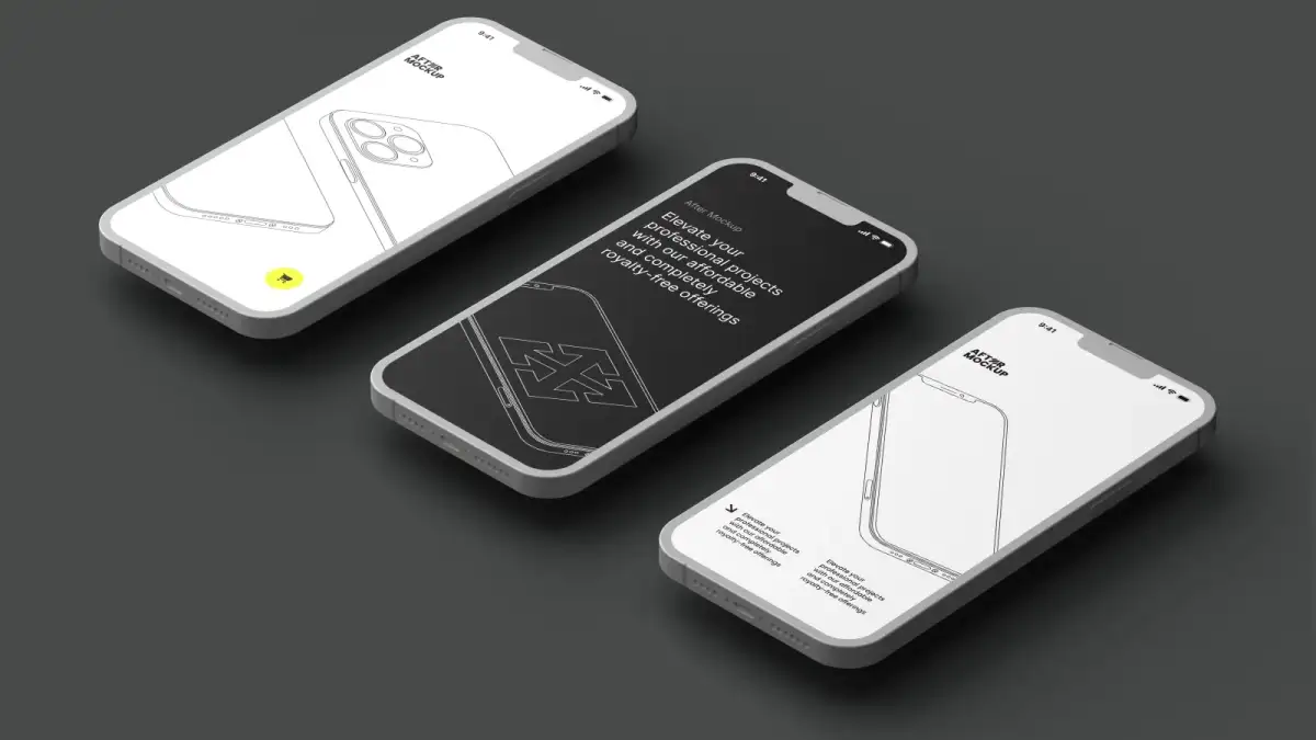 苹果手机iPhone 14手机贴图样机PSD模板