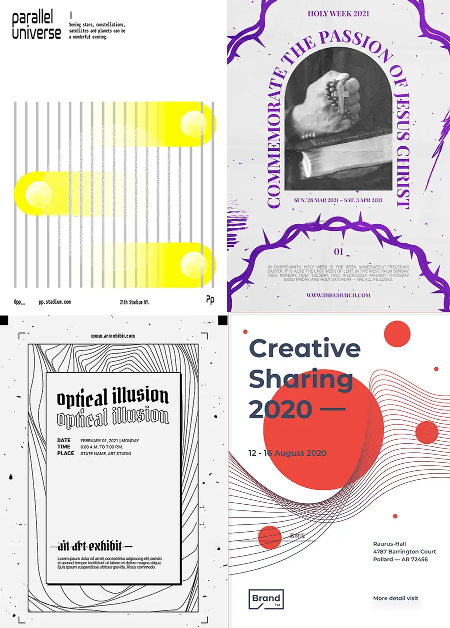 极简简约抽象版式海报设计PSD模板