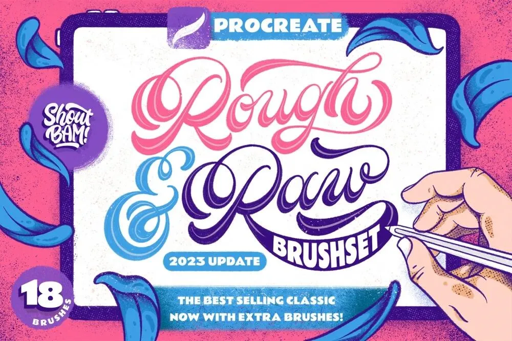 高质量做旧艺术触感粗糙边缘颗粒感纹理Procreate笔刷