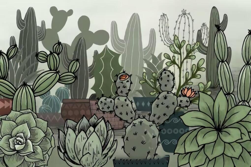 仙人掌多肉植物和花盆Procreate笔刷 预览图2