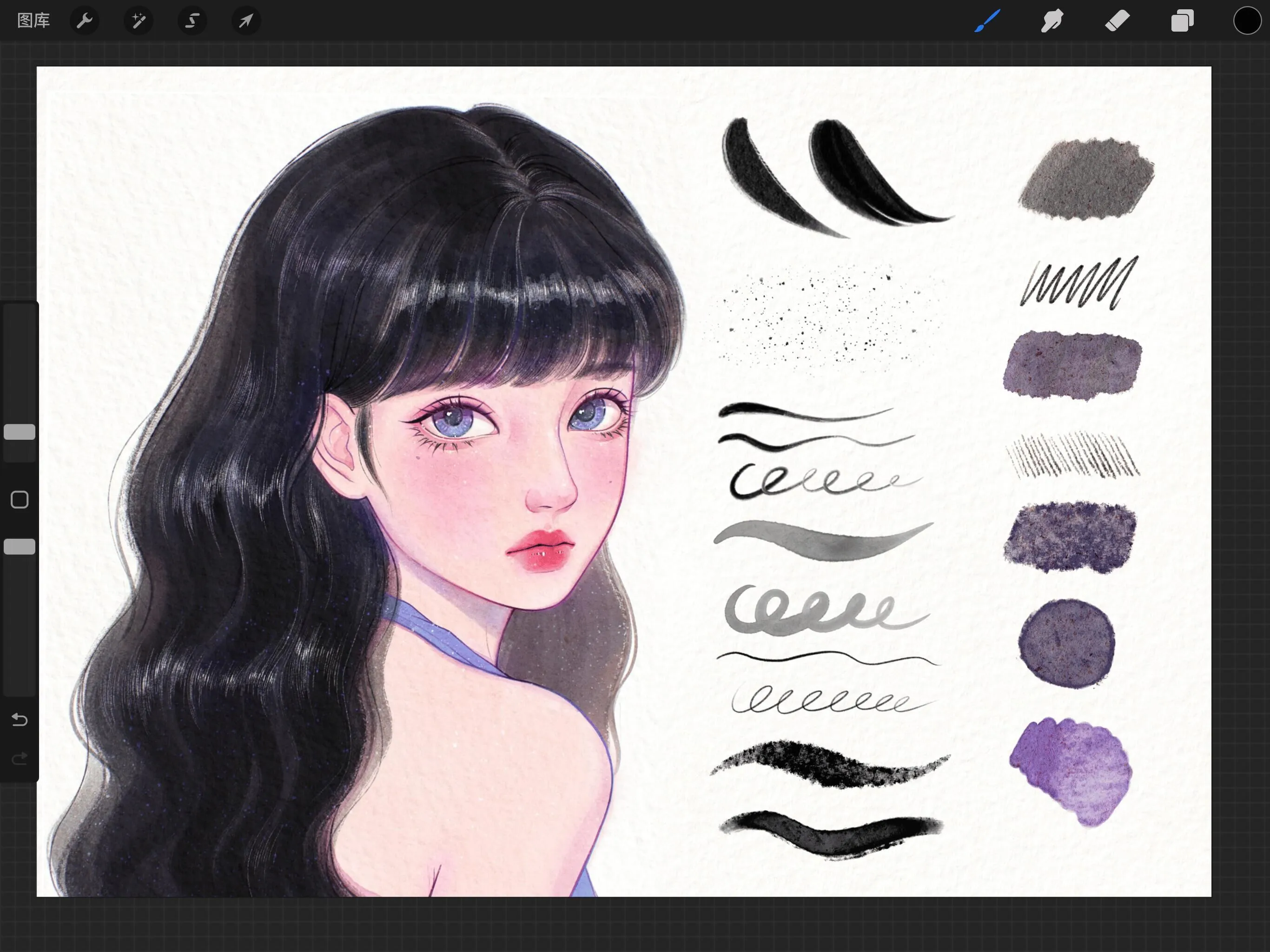 专业人像绘画纸张纹理调色板Procreate笔刷套装3