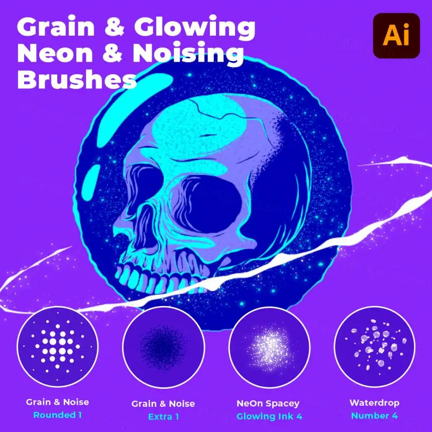 潮流星际液体线条不规则AI笔刷画笔素材3