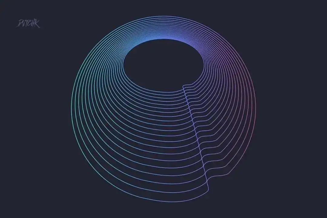 抽象不规则多重线立体线圆环PS笔刷