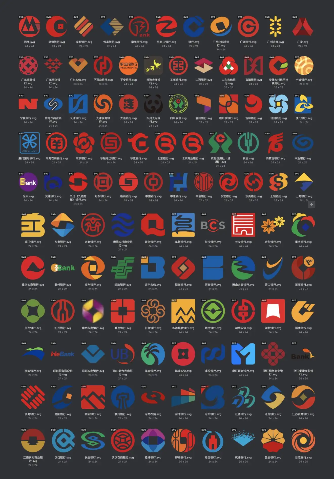中国国内百家银行LOGO图标矢量图