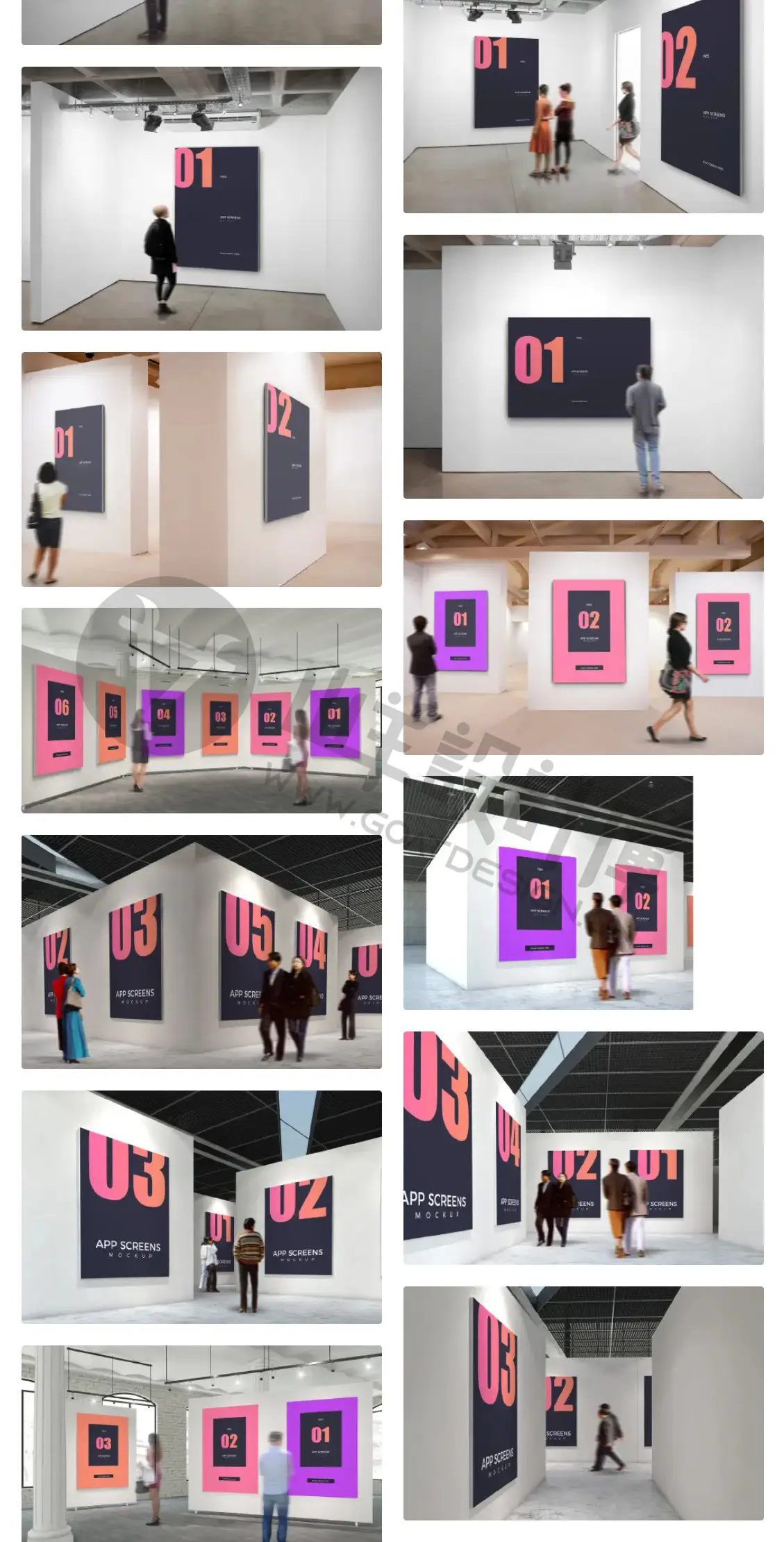 美术展览馆海报画展艺术作品展示PSD智能贴图样机模板设计素材PS