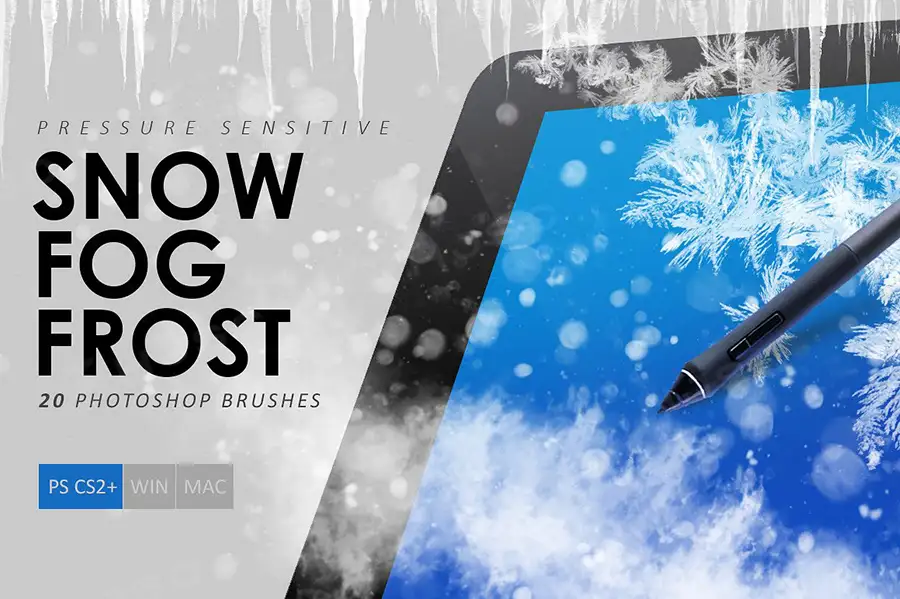 雪花冰雪冰霜雾气冰冻下雪天冬季氛围procreate笔刷