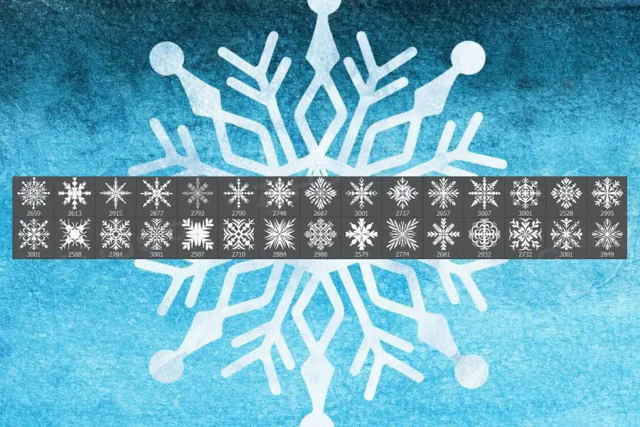 冬季主题雪花图案装饰花纹PS笔刷 效果图2