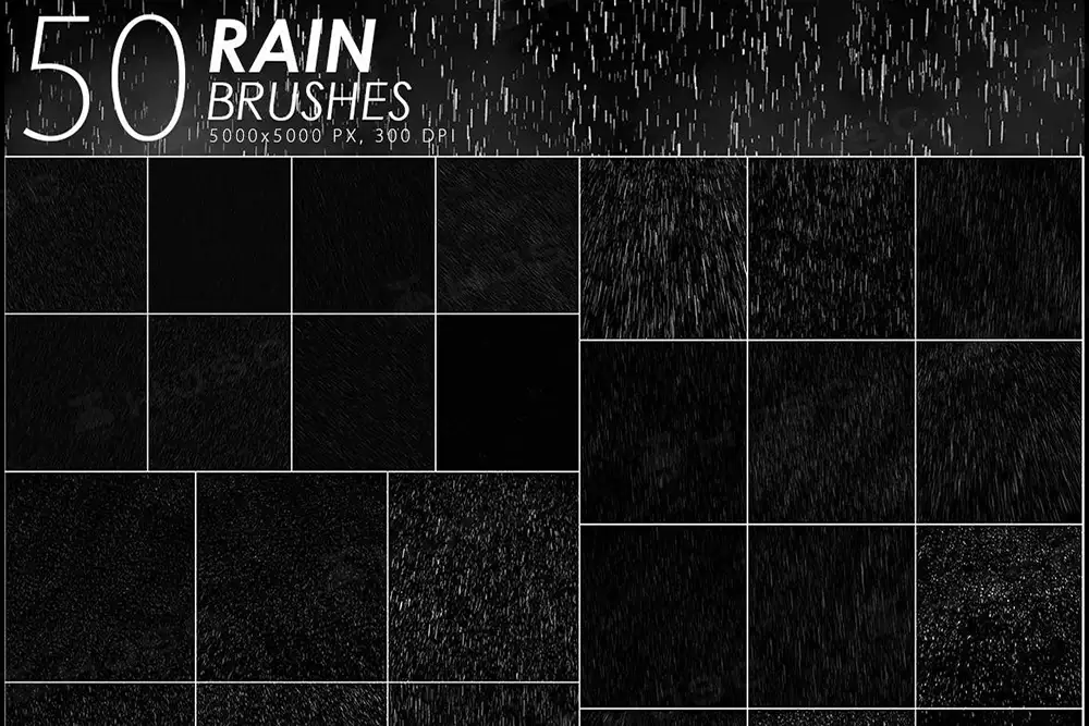 真实下雨效果图雨水画笔PS笔刷 演示图1