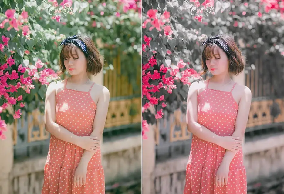 淡雅时尚可爱少女风桃粉色调户外人像摄影调色Ligntroom预设