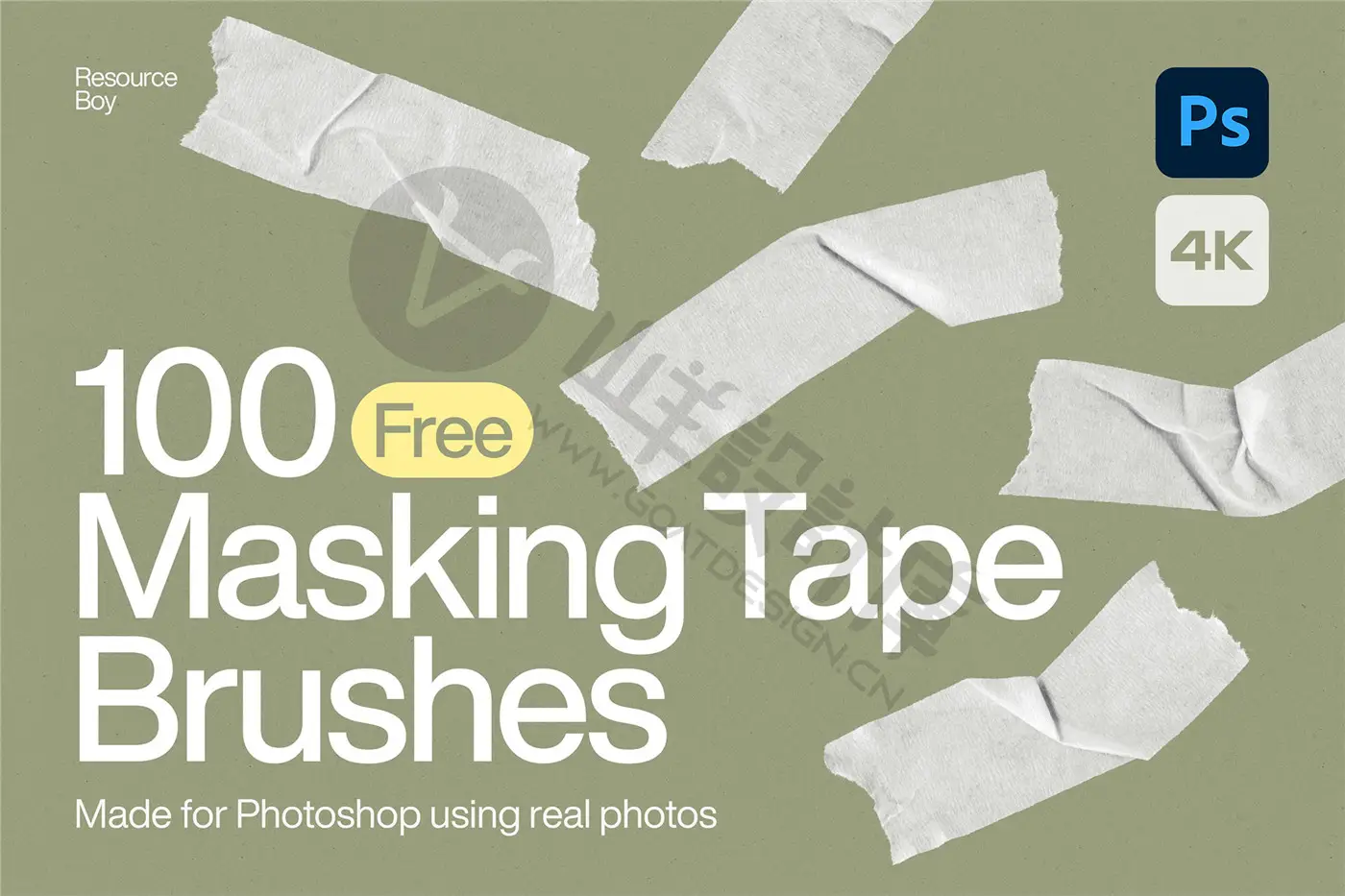 100 张遮蔽胶带 Photoshop 画笔