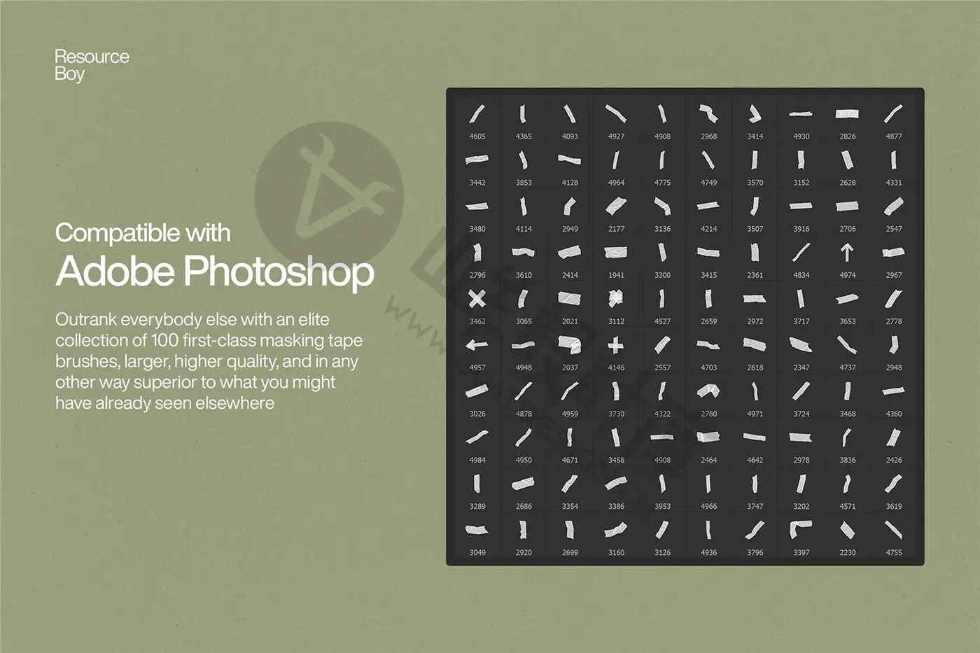 100 张遮蔽胶带 Photoshop 画笔