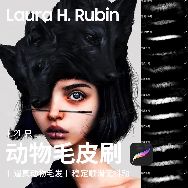 Laura H. Rubin全套人像皮肤头发色卡绘画procreate笔刷