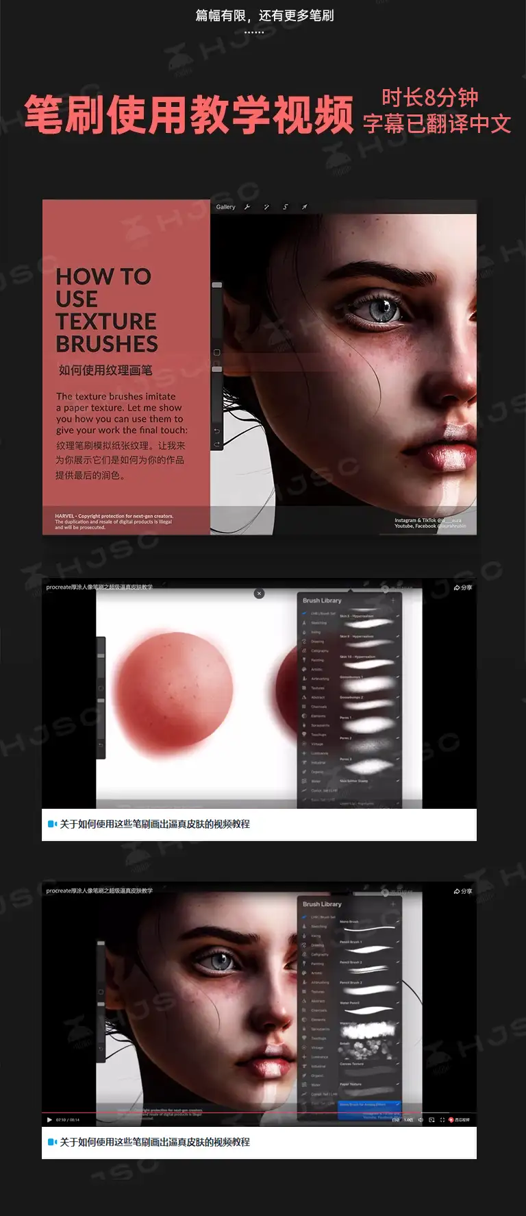 Laura H. Rubin全套人像皮肤头发色卡绘画procreate笔刷
