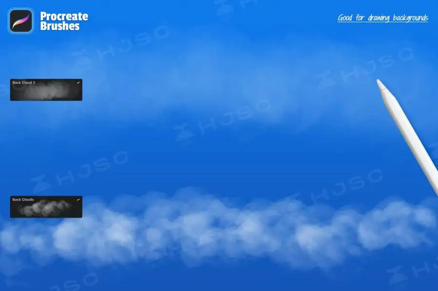 白云笔刷天空蓝天云朵云彩云层ipad绘画procreate笔刷