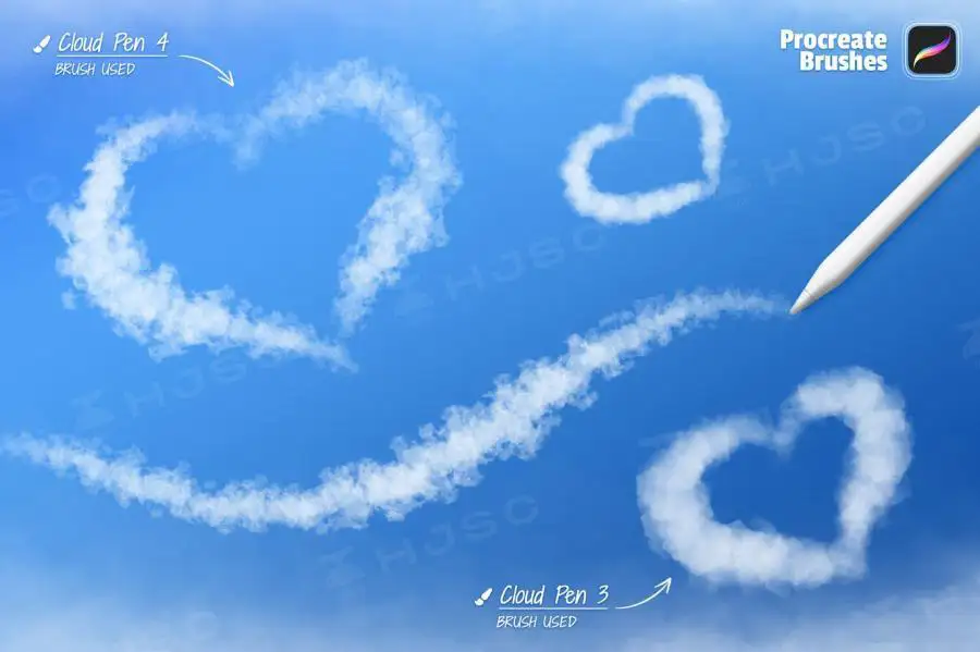白云笔刷天空蓝天云朵云彩云层ipad绘画procreate笔刷