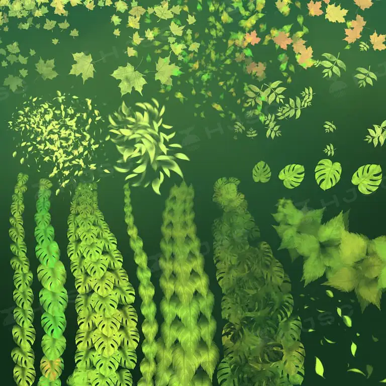 植物森林场景树叶杂草树木叶子ipad画画绘画procreate笔刷