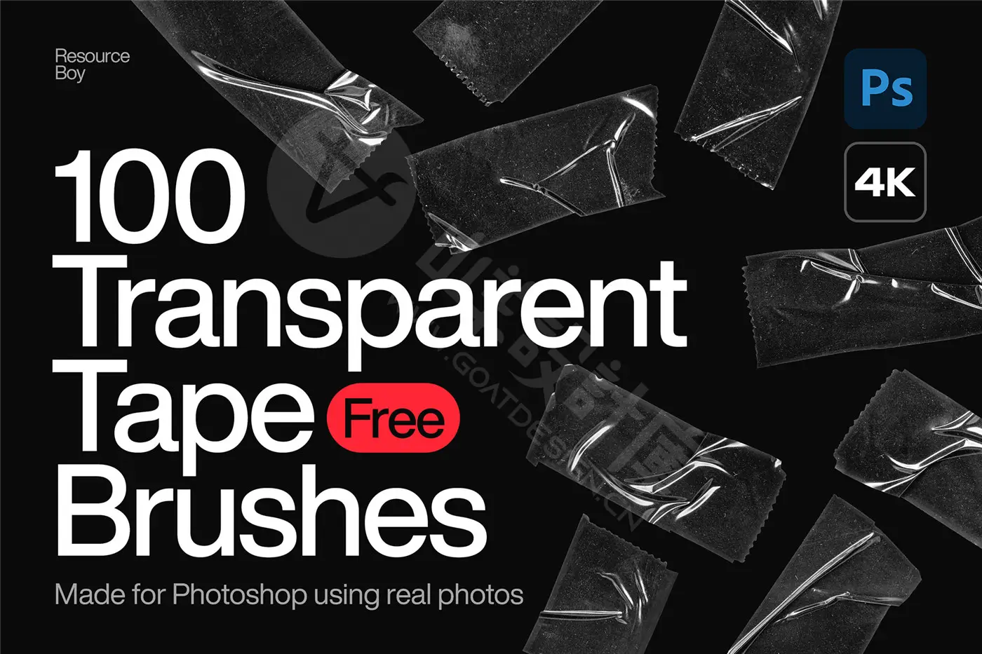 100 张透明胶带 Photoshop 画笔
