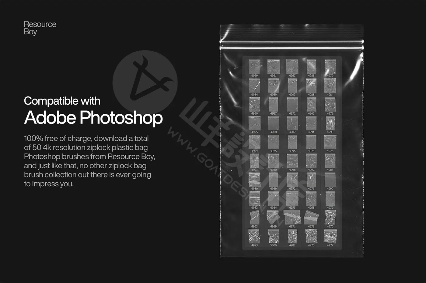 50 个密封塑料袋 Photoshop 画笔