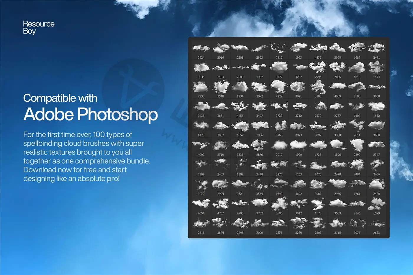 100 个免费白云 Photoshop 画笔