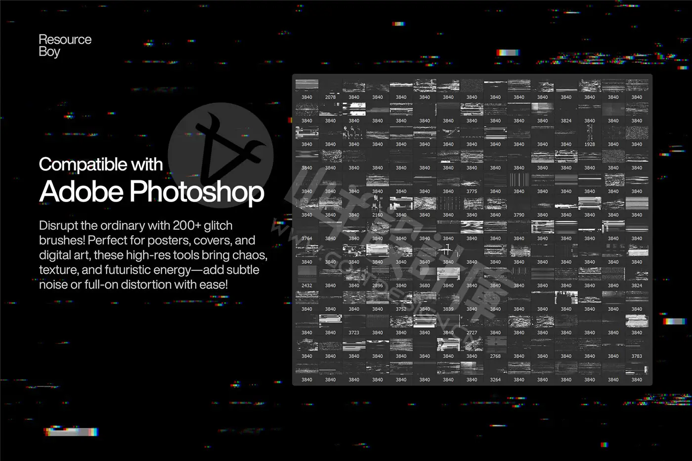 200 个故障 Photoshop 画笔