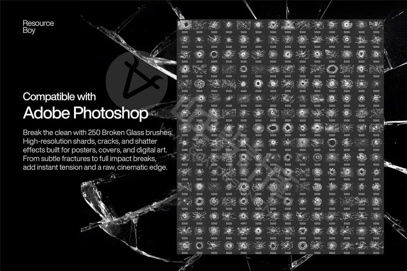 250 支破碎玻璃 Photoshop 画笔