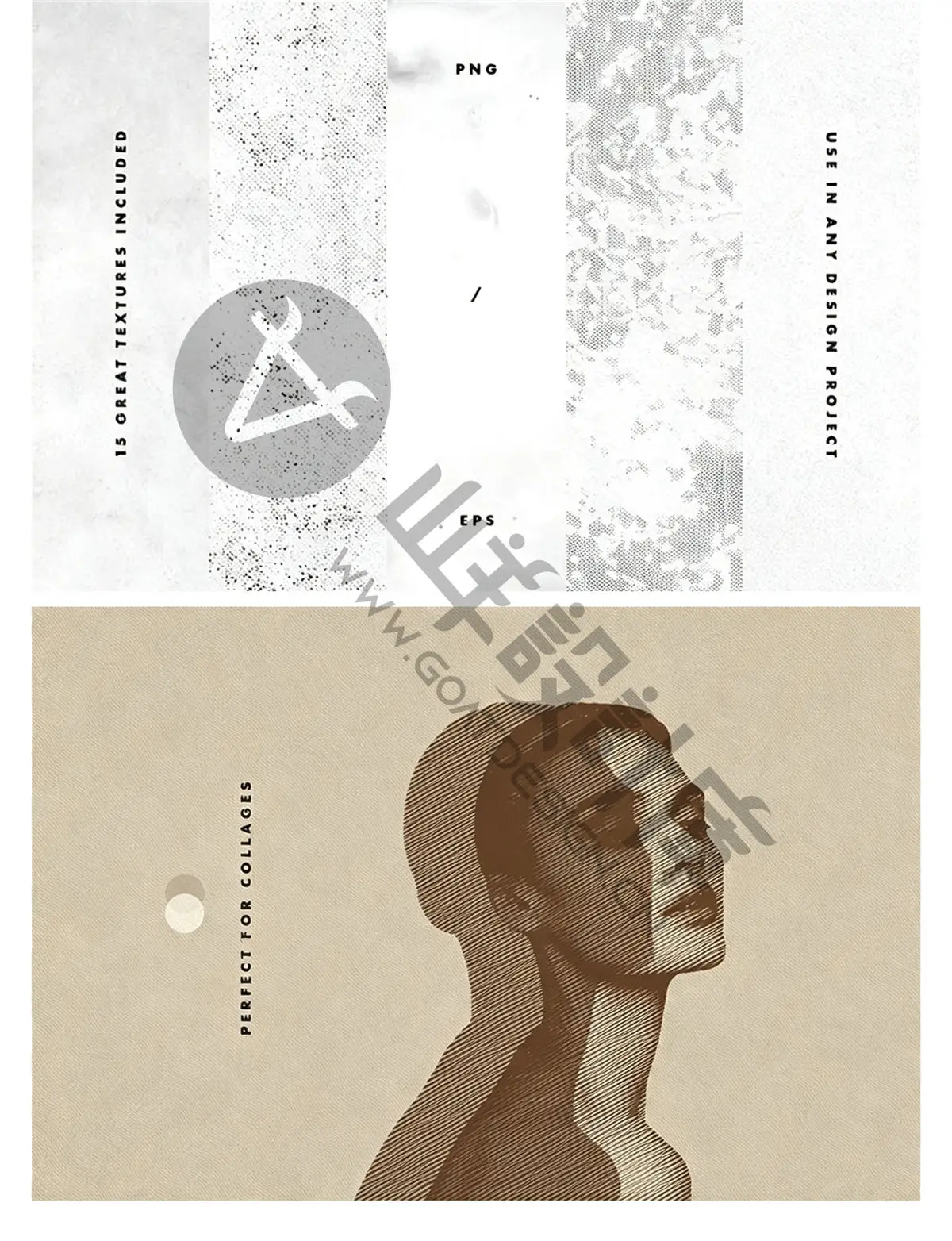 复古彩色半调纹理图片底纹线描版画效果样机 预览图4