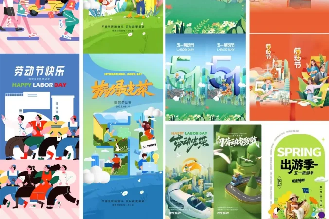 五一51劳动节节日海报PSD模版