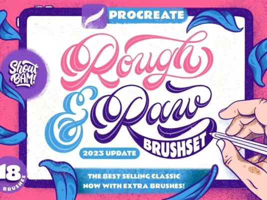 高质量做旧艺术触感粗糙边缘颗粒感纹理Procreate笔刷