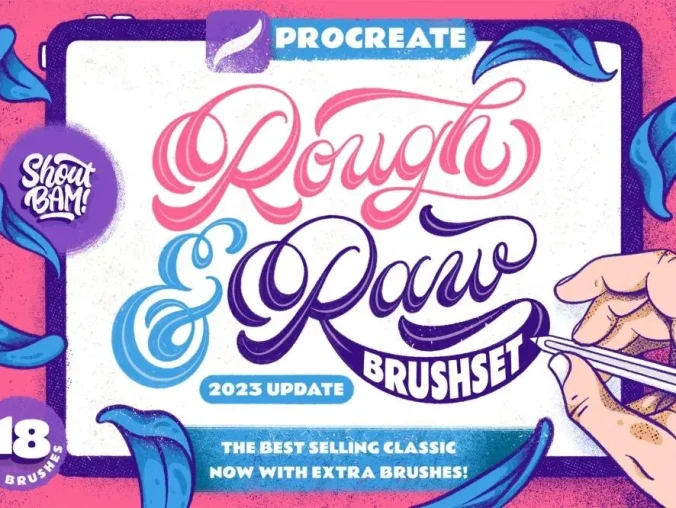 高质量做旧艺术触感粗糙边缘颗粒感纹理Procreate笔刷