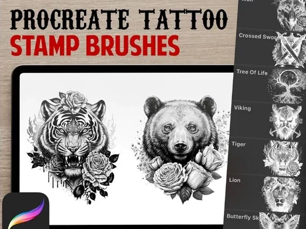 纹身图案Procreate笔刷套装