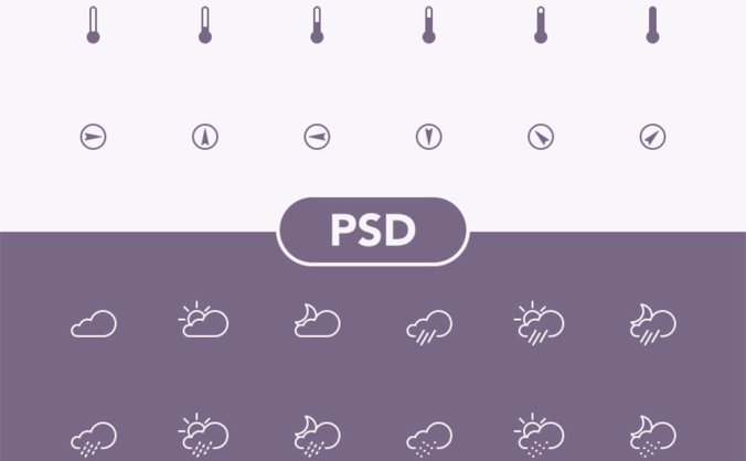 简约线性天气图标