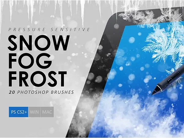 雪花冰雪冰霜雾气冰冻下雪天冬季氛围procreate笔刷
