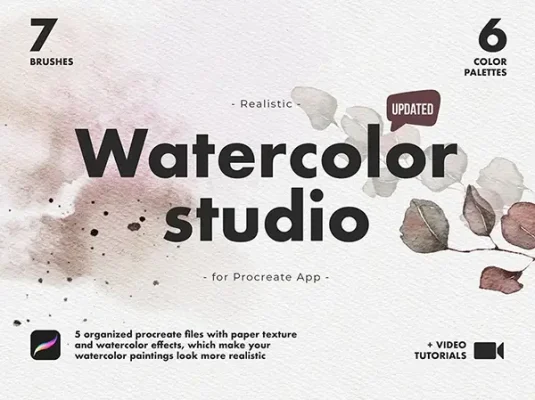 超级真实水彩质感Watercolor Brushes Kit 套装Procreate笔刷