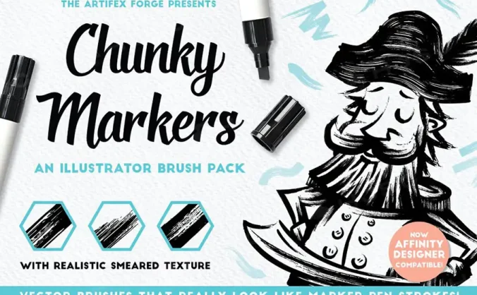 马克笔墨水笔复古风绘画插画AI笔刷画笔