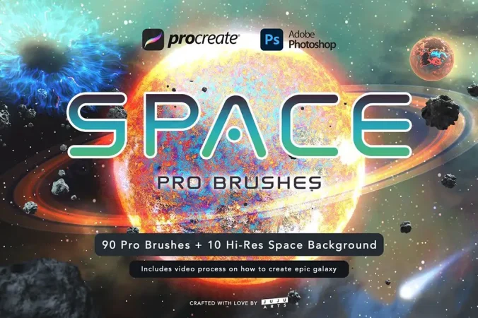 宇宙银河星系星球星云星空行星陨石procreate笔刷ps笔刷