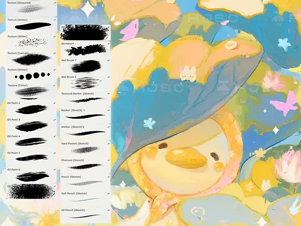 Happyyu插画师油画水粉油画棒肌理可爱卡通儿童厚涂procreate笔刷
