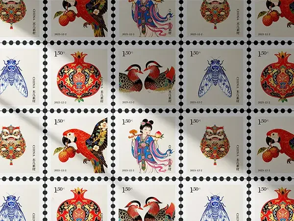 高级质感矩形复古纪念邮票贴纸PS样机文创设计提案展示Mockup模版设计素材