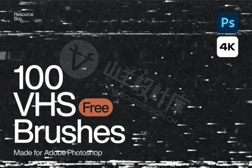 100 个 VHS故障做旧 Photoshop 画笔