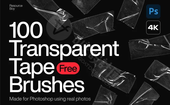 100 张透明胶带 Photoshop 画笔