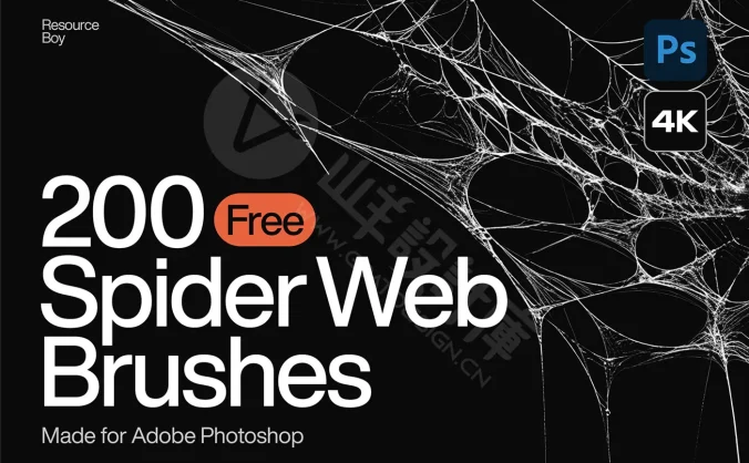 200 个蜘蛛网 Photoshop 画笔