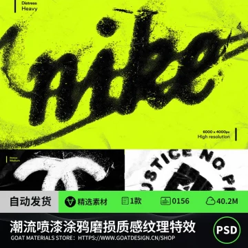 潮流喷漆涂鸦磨损质感纹理效果字体PSD样机